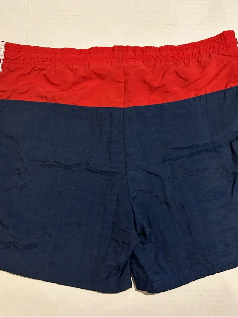 Vintage 80s 90s Small Reebok Red White Blue Nylon Trunks Shorts 136 Athletic